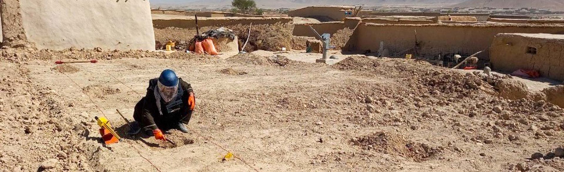 HALO deminer carries out excavating activities in the soil