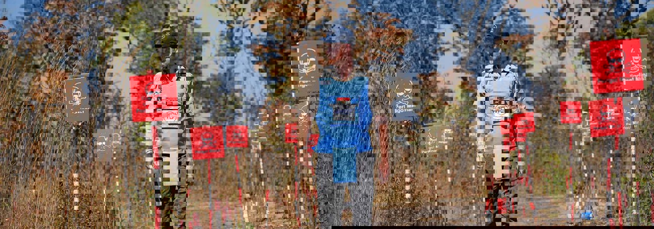 Duke of Sussex walking through a minefield in Angola