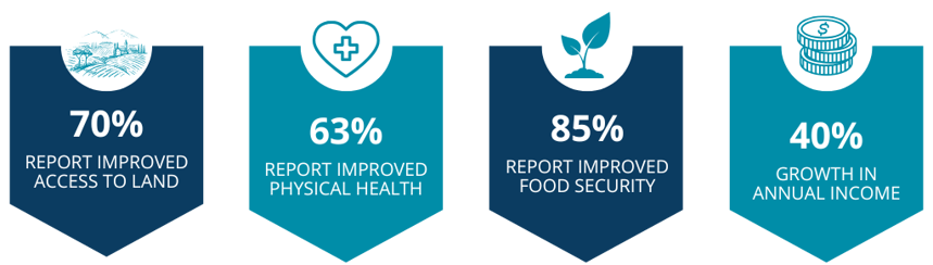 Icons with statistics showing the impact of landmine clearance in Zimbabwe