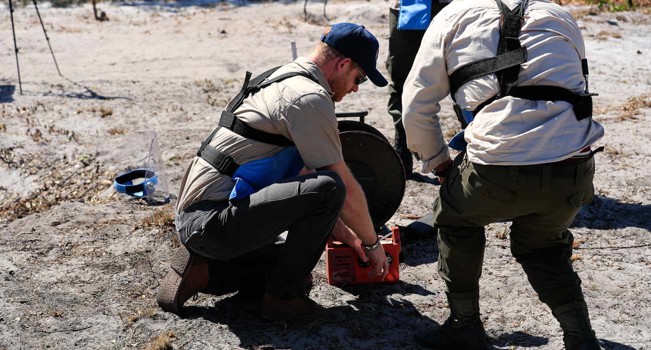 Prince Harry detonating an anti-tank mine