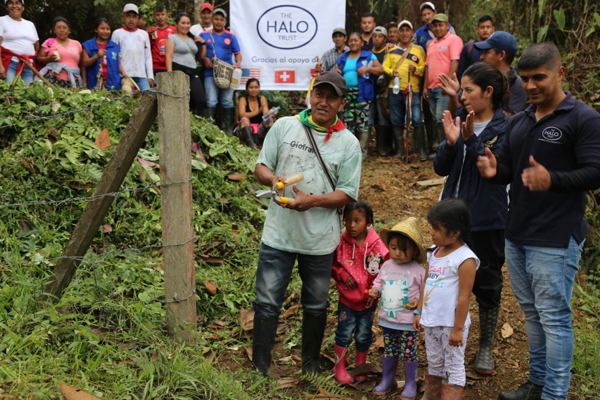 Locals from Kwet Wala Indigenous Reservation gather outside for HALO's land handover celebration