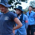 A group of deminers during a morning parade before work in Cambodia